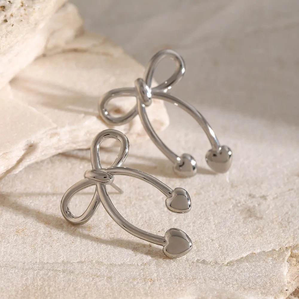 Knotted Ribbon Gold Earrings