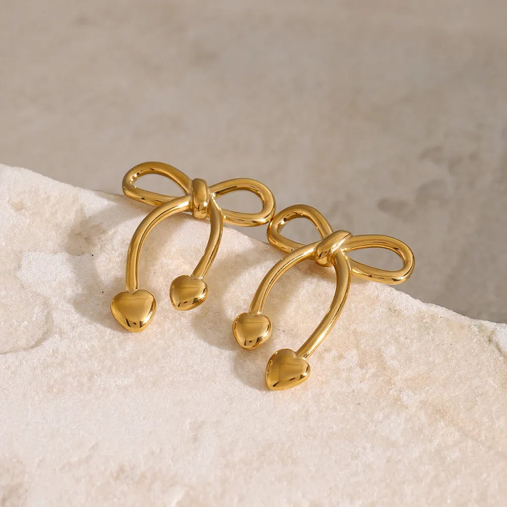 Knotted Ribbon Gold Earrings