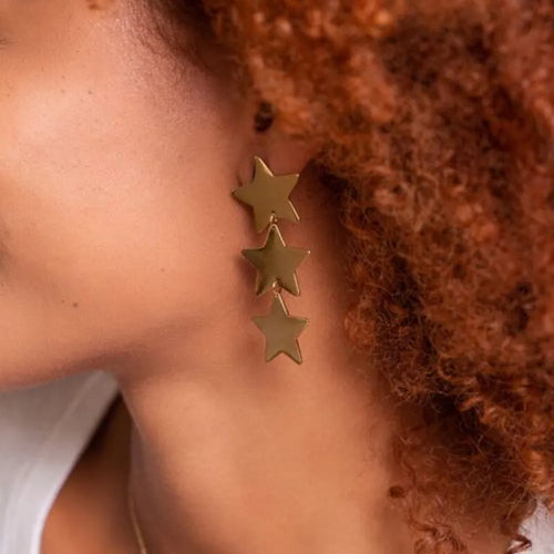 Triple Star Drop Earrings, A Celestial-Inspired Accessory for Stellar Style