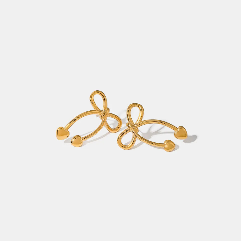 Knotted Ribbon Gold Earrings