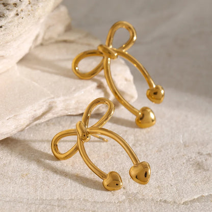 Knotted Ribbon Gold Earrings