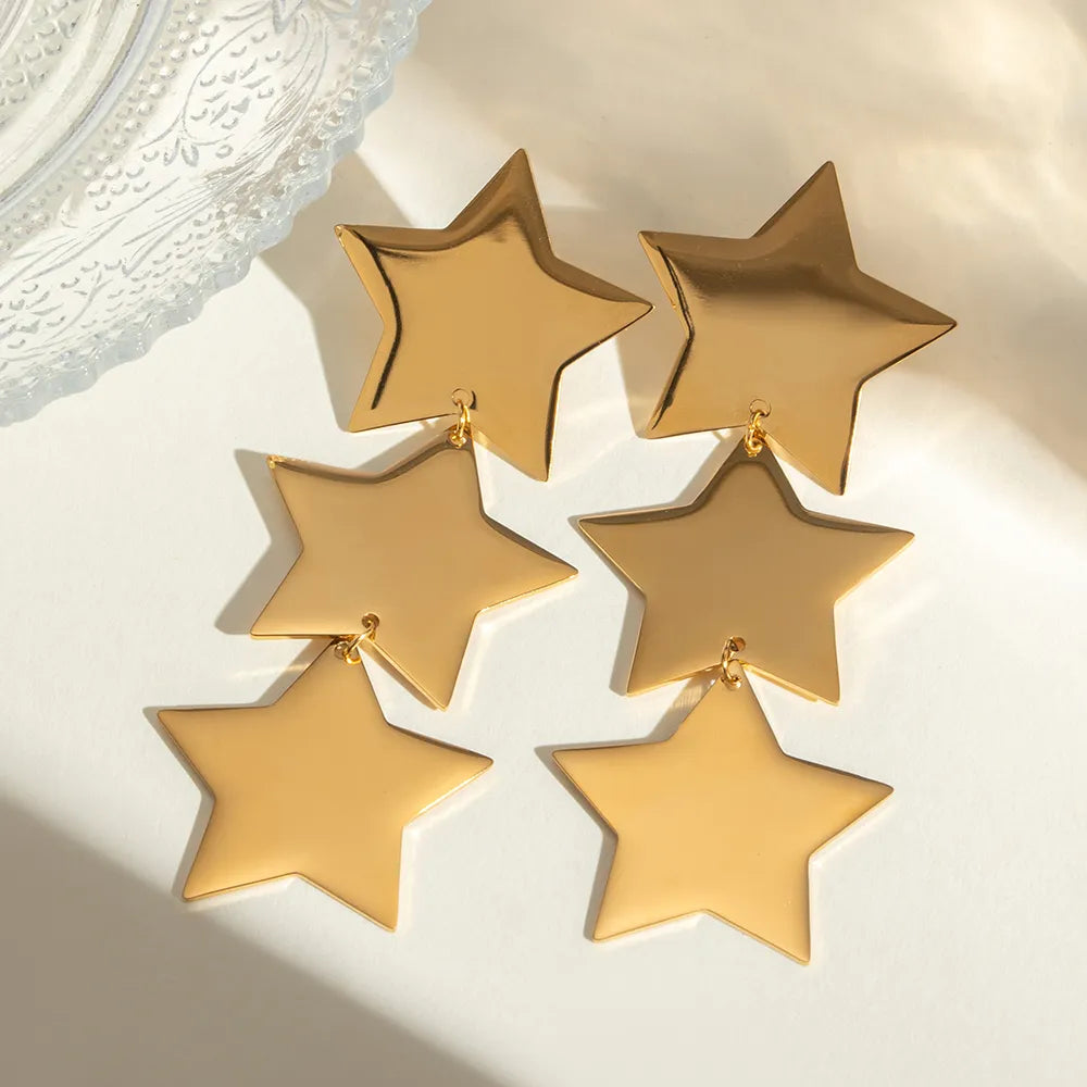 Triple Star Drop Earrings, A Celestial-Inspired Accessory for Stellar Style